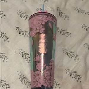 Starbucks Lotus Iridescent Pink Floral Tumbler